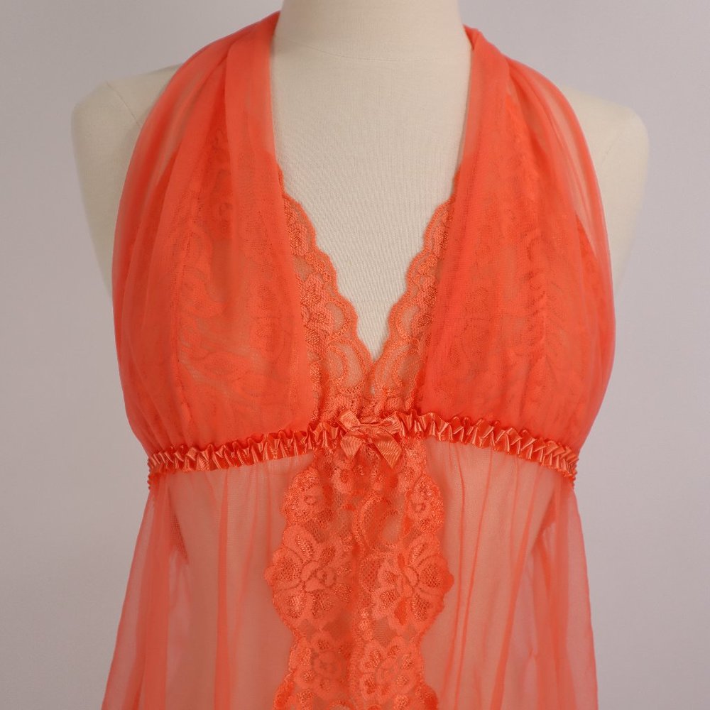 Frederick's of Hollywood NWOT Lace Sheer Mesh Babydoll Nightgown Negligee Slip